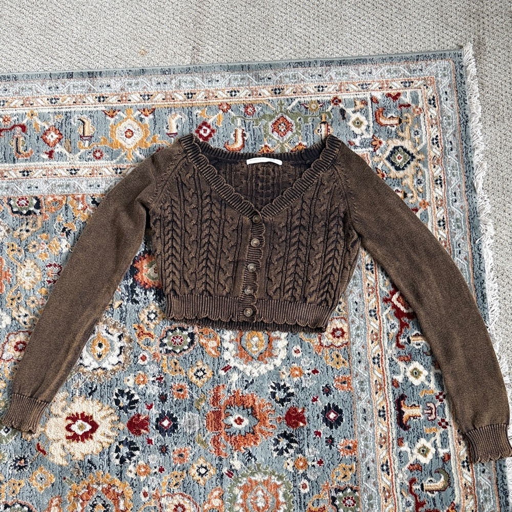Cropped Brown Cardigan